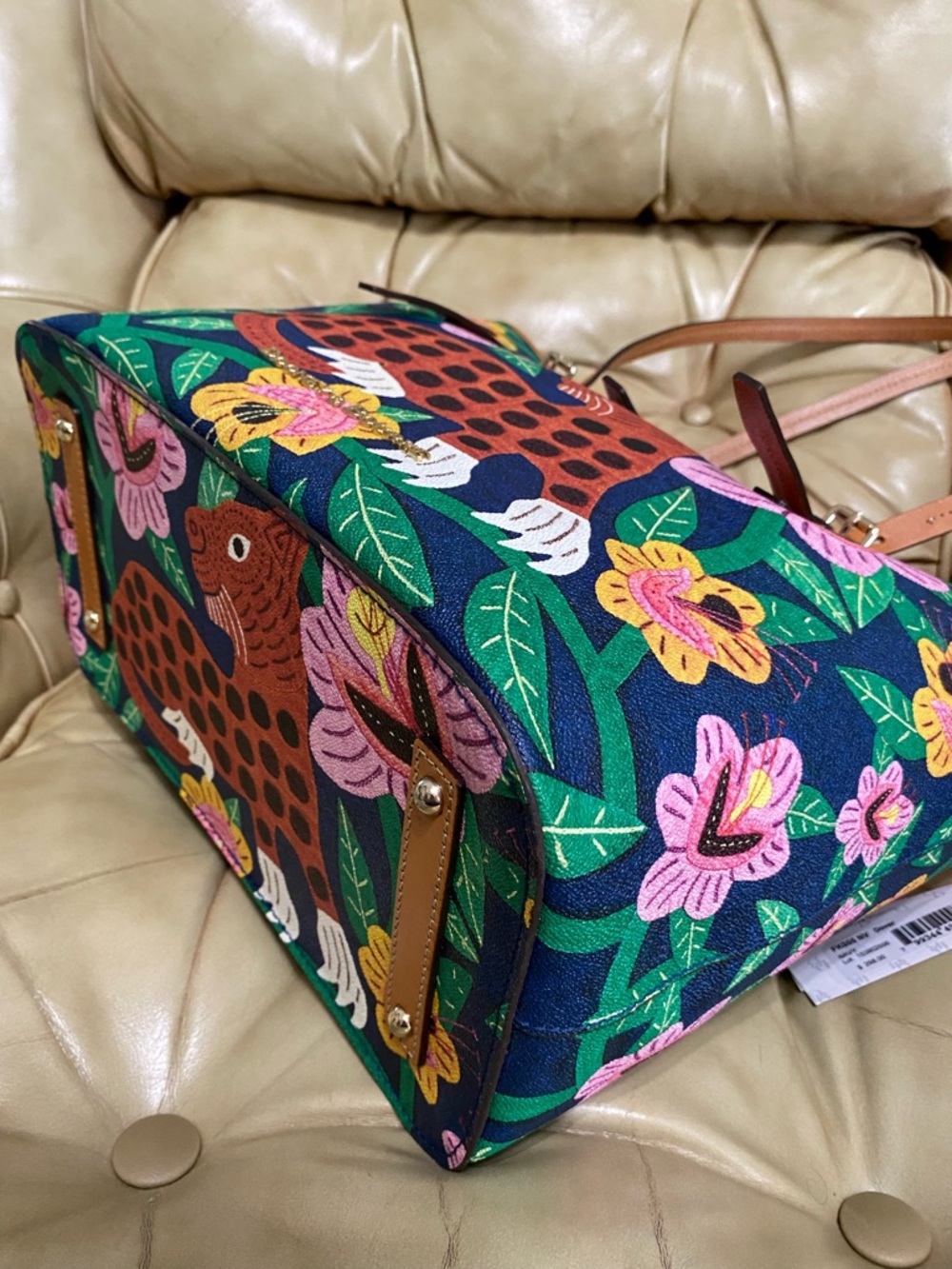 RARE Dooney Bourke Islamorada Large Bag Dover Tote Tropical Panama Jungle - Picture 7 of 14